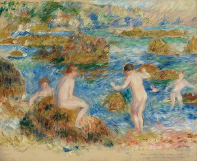 Naked Boys in the Rocks in Guernsey by Pierre Auguste Renoir